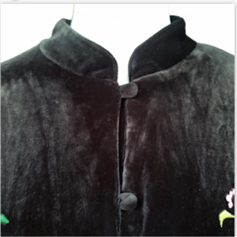 Y2K Susan Graver L Velvet Top Jacket Black Dark Romantic Embroidery Whimsigoth - Picture 5 of 12